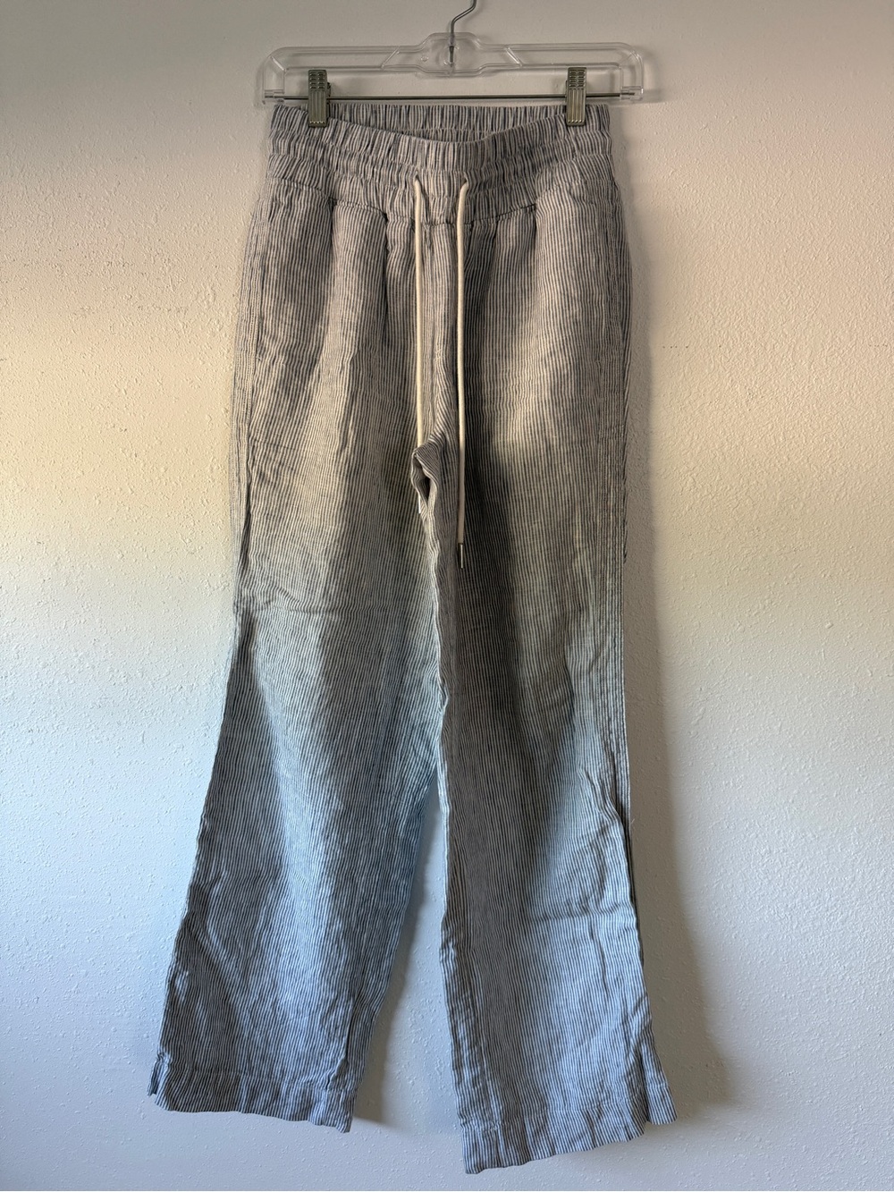 Quince 100% European linen blue and white coastal stripe pants